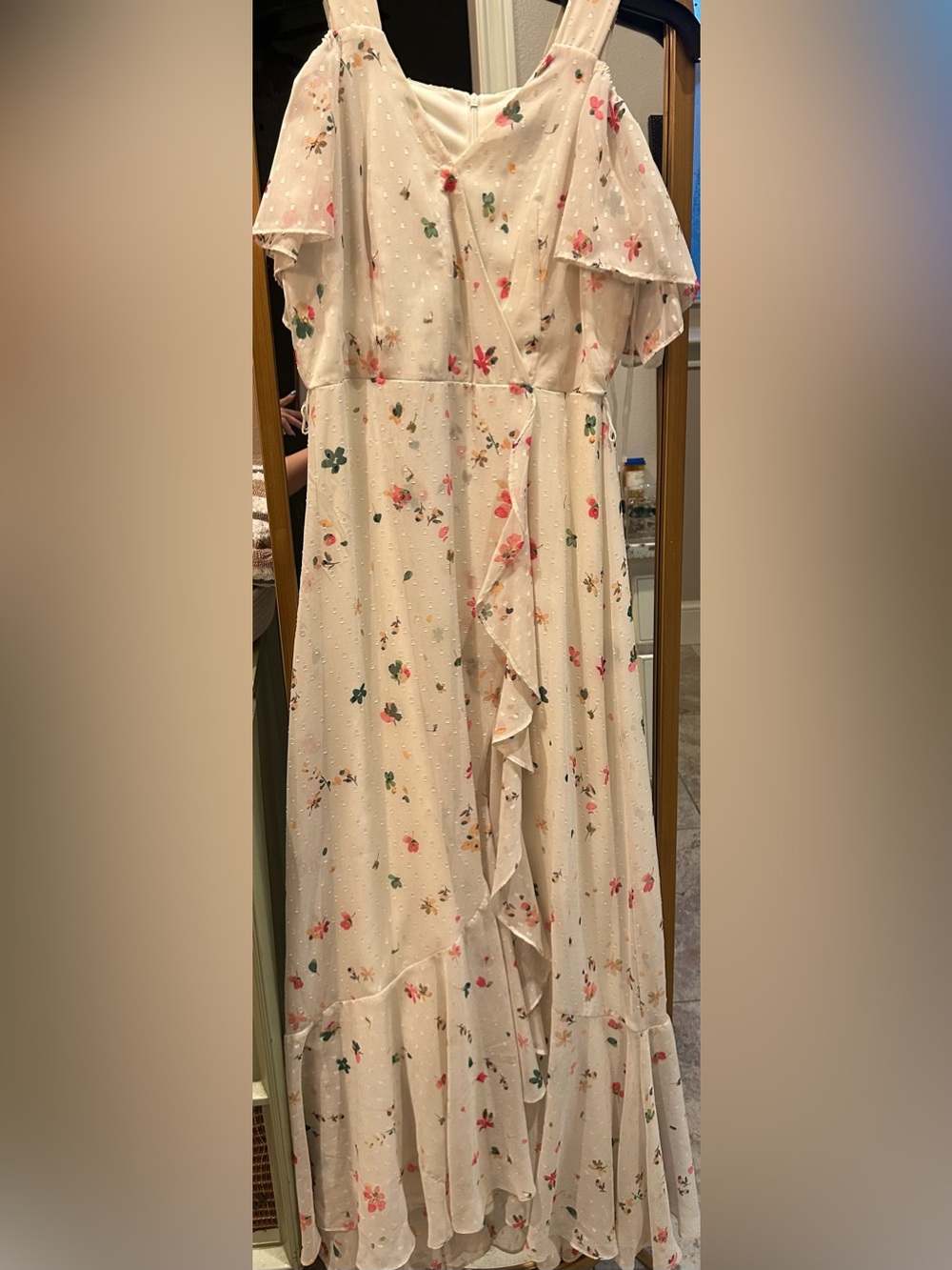 Girls' Cream Floral Ruffle Dress - Brand
